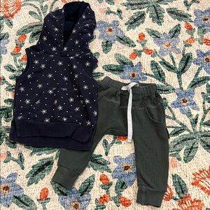 Little Bipsy Blue and Green Matching Sweatpants Set